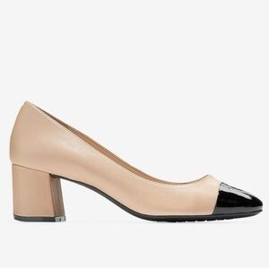 Cole Haan Dawna‎ nude leather black patent leather front Women's pumps Sz 7